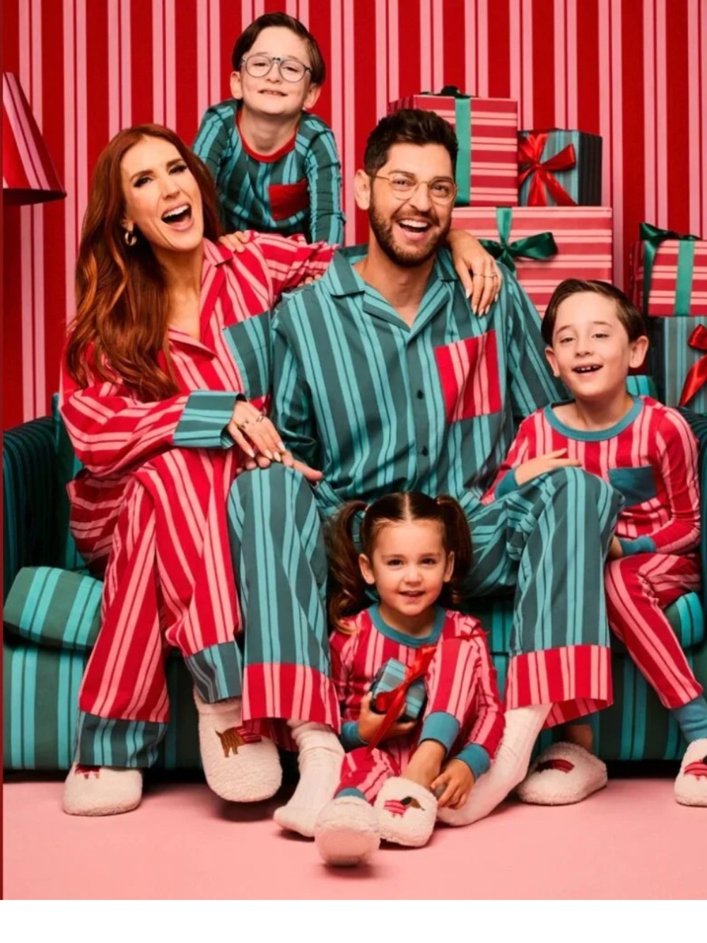 Joe Fresh x Jessi Cruickshank Candy Striped Holiday Pajama Set Red Pink 2X